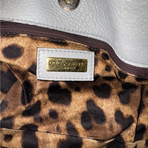 Vintage Dolce Gabbana Large Miss Rouche Grey leather shoulder bag EUC - Picture 6 of 10